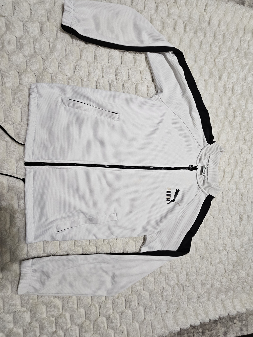 Puma Men's White Track Jacket with Black Trim